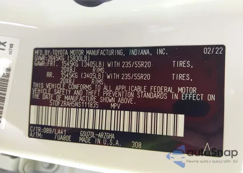 2022 Toyota Highlander Platinum из США, поврежденный, VIN 5TDFZRAH5NS111835